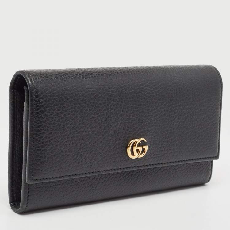 Pre Owned Gucci Black Leather GG Marmont Continental Wallet
