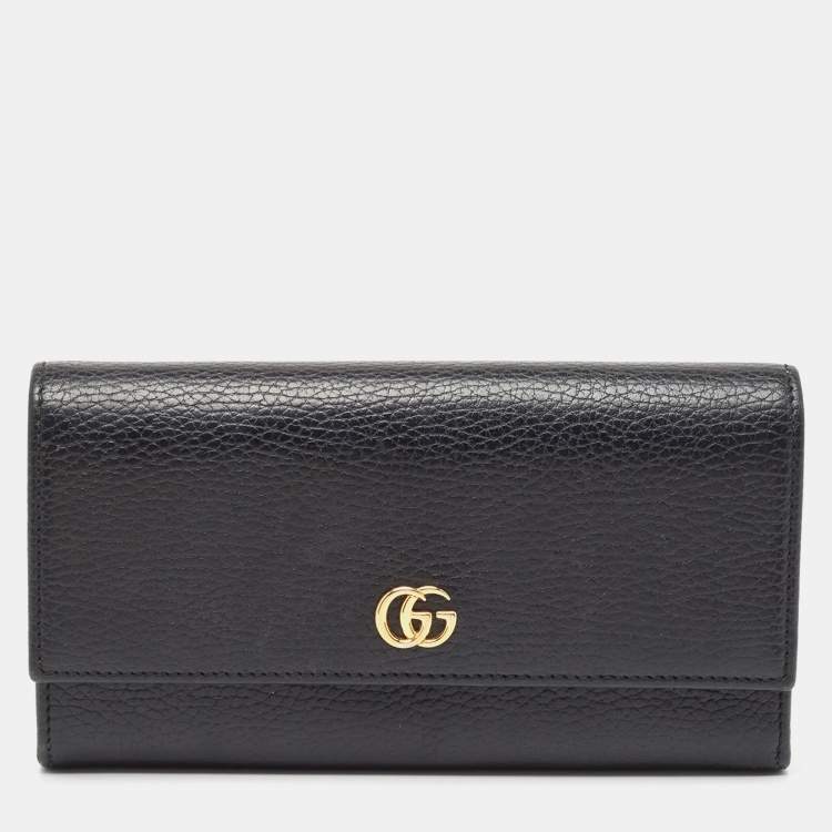Pre Owned Gucci Black Leather GG Marmont Continental Wallet