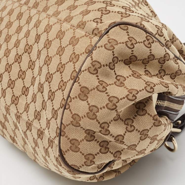 مملوكة مسبقًا Gucci Brown/Beige GG Canvas and Leather Sukey Boston Bag
