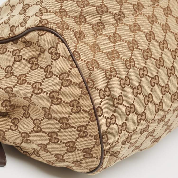 مملوكة مسبقًا Gucci Brown/Beige GG Canvas and Leather Sukey Boston Bag