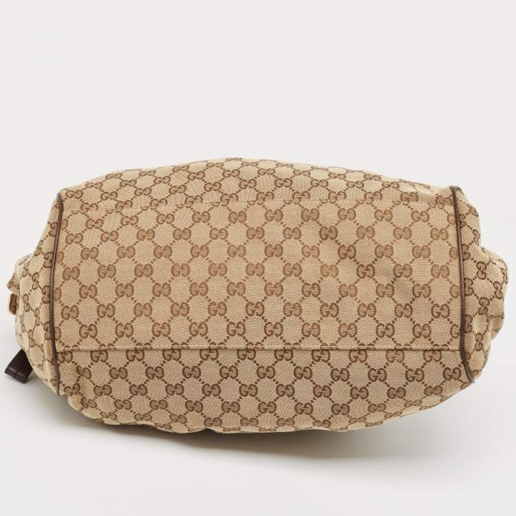 مملوكة مسبقًا Gucci Brown/Beige GG Canvas and Leather Sukey Boston Bag