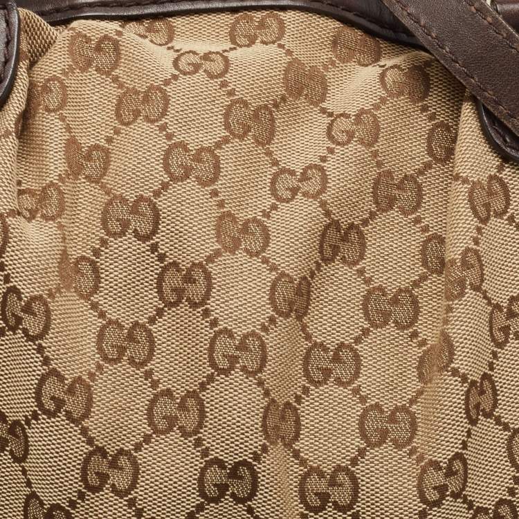 مملوكة مسبقًا Gucci Brown/Beige GG Canvas and Leather Sukey Boston Bag