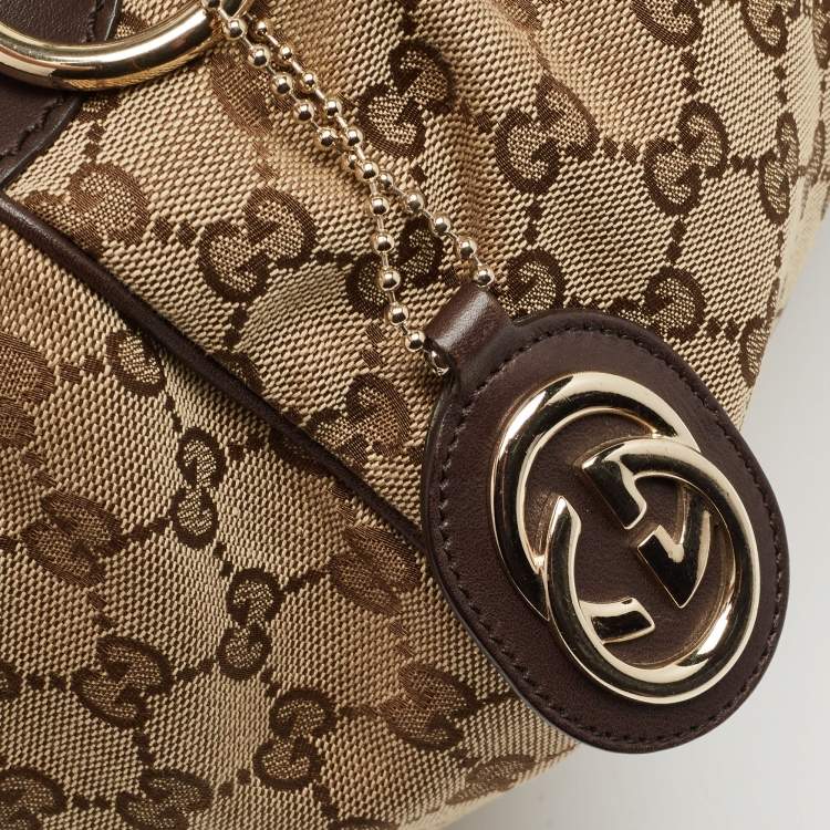 مملوكة مسبقًا Gucci Brown/Beige GG Canvas and Leather Sukey Boston Bag