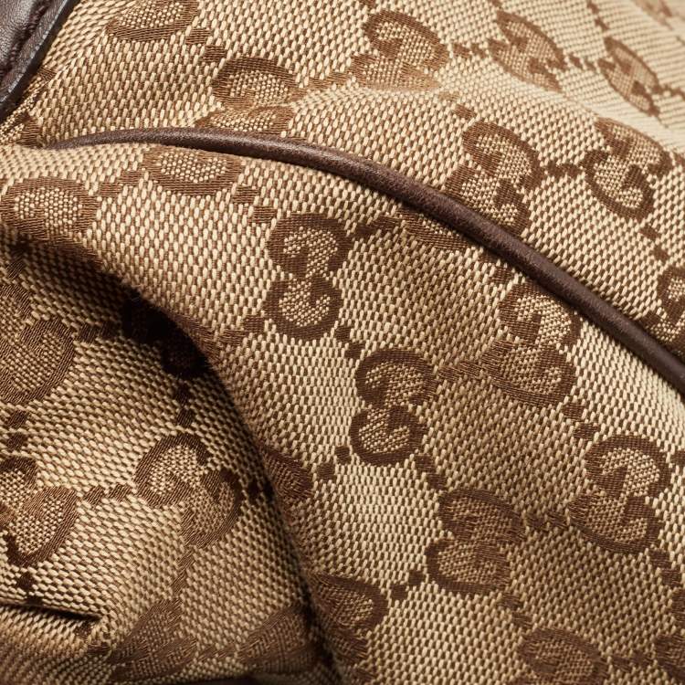 مملوكة مسبقًا Gucci Brown/Beige GG Canvas and Leather Sukey Boston Bag