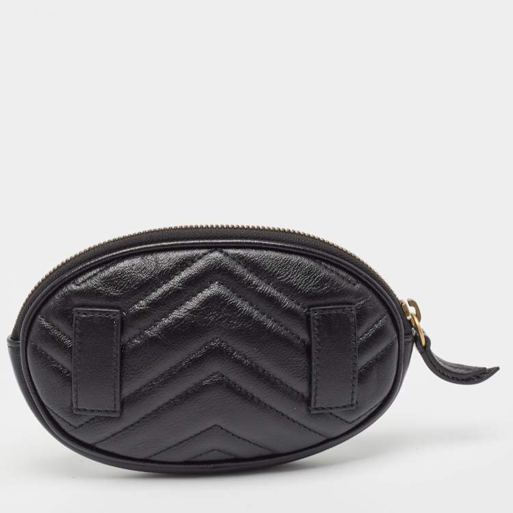 مملوكة مسبقًا Gucci Black Leather GG Marmont Pouch