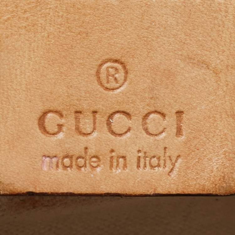 Pre Owned Gucci Light Blue/Beige GG Canvas and Leather Bamboo Top Handle Bag