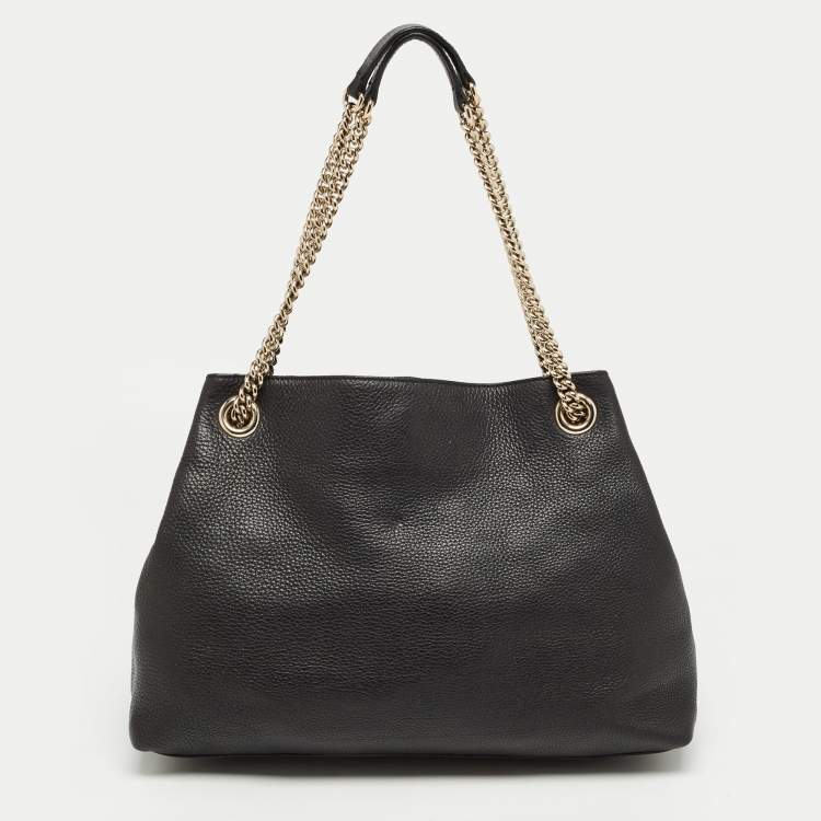 Pre Owned Gucci Black Leather Medium Chain Soho Shoulder Bag