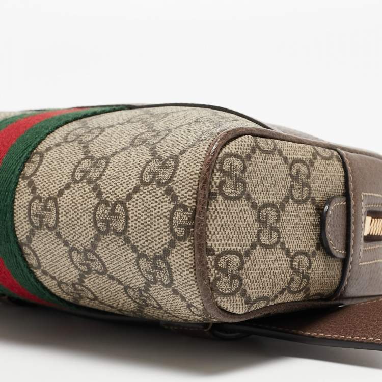 Pre Owned Gucci Brown/Beige GG Supreme Canvas and Leather Small Ophidia Belt Bag