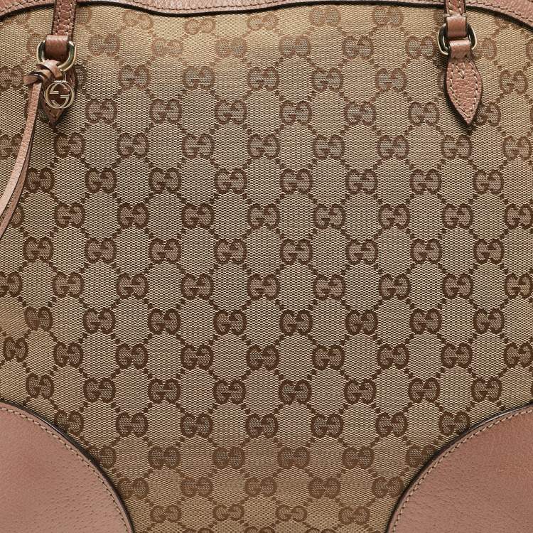 Pre Owned Gucci Beige/Pink GG Canvas and Leather Bree Bag