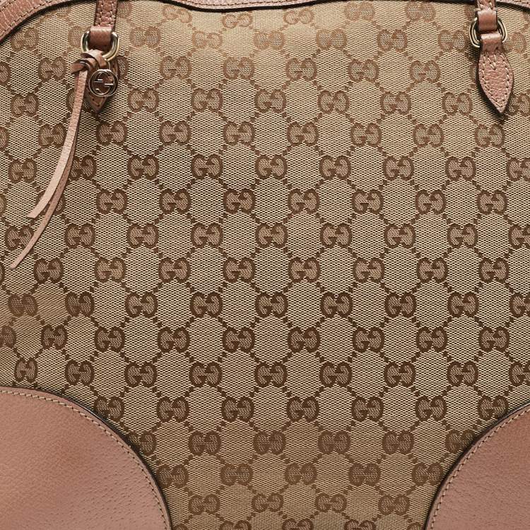 Pre Owned Gucci Beige/Pink GG Canvas and Leather Bree Bag