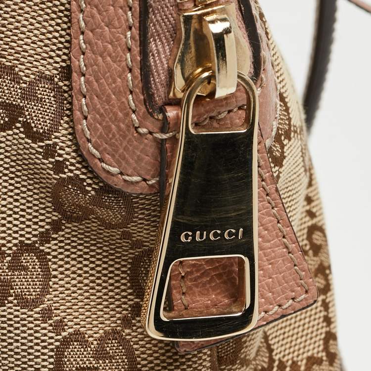 Pre Owned Gucci Beige/Pink GG Canvas and Leather Bree Bag