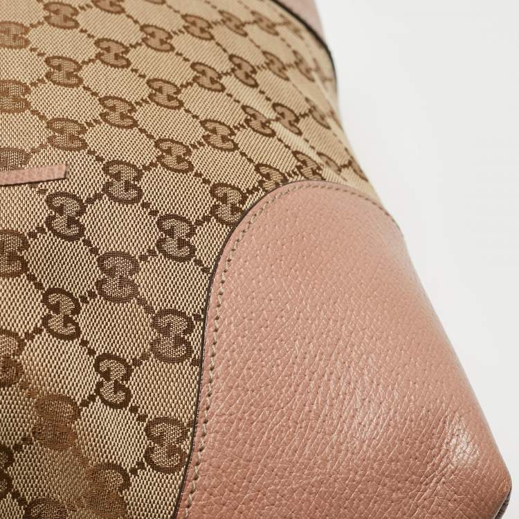 Pre Owned Gucci Beige/Pink GG Canvas and Leather Bree Bag