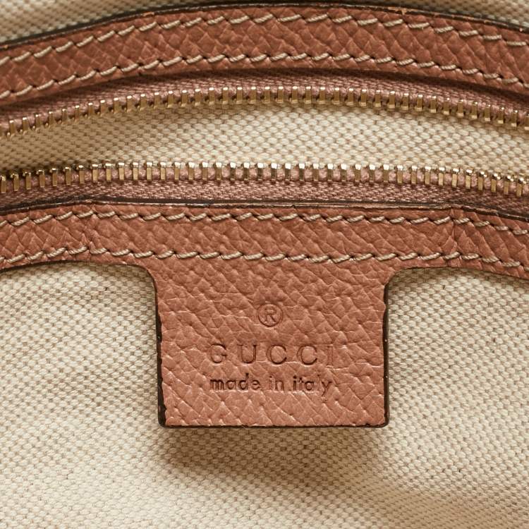 Pre Owned Gucci Beige/Pink GG Canvas and Leather Bree Bag