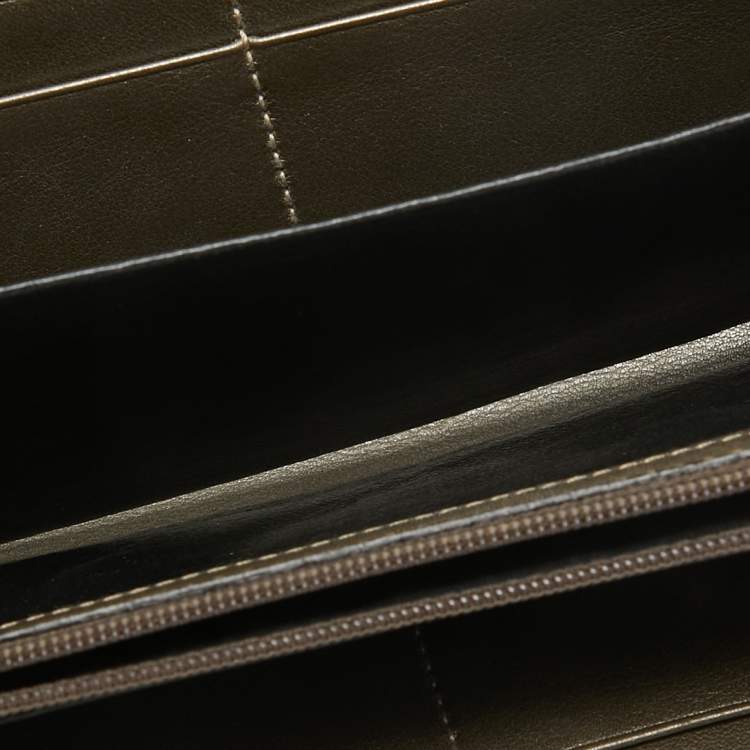 Pre Owned Gucci Olive Green Guccissima Leather Zip Around Continental Wallet