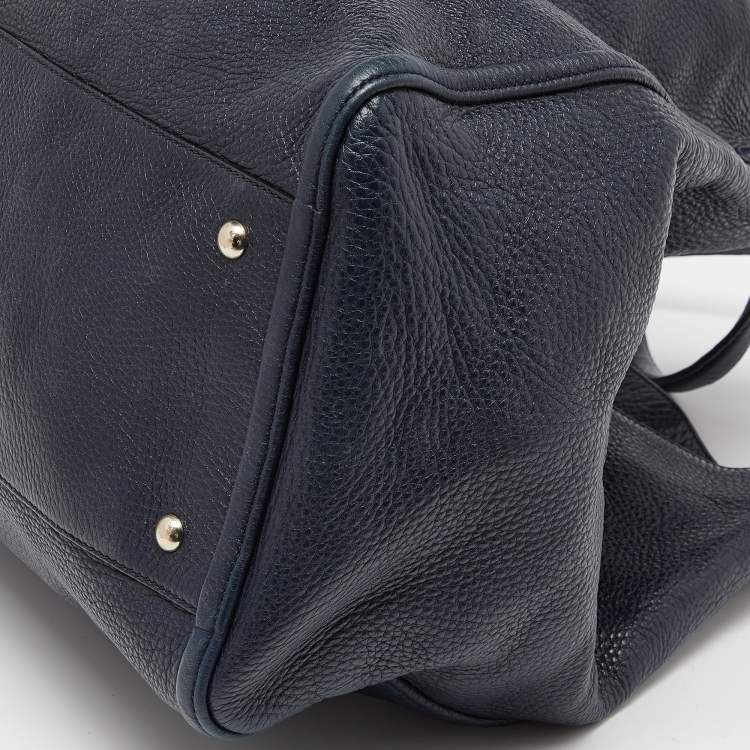Pre Owned Gucci Blue Leather Large Soho Shopper Tote