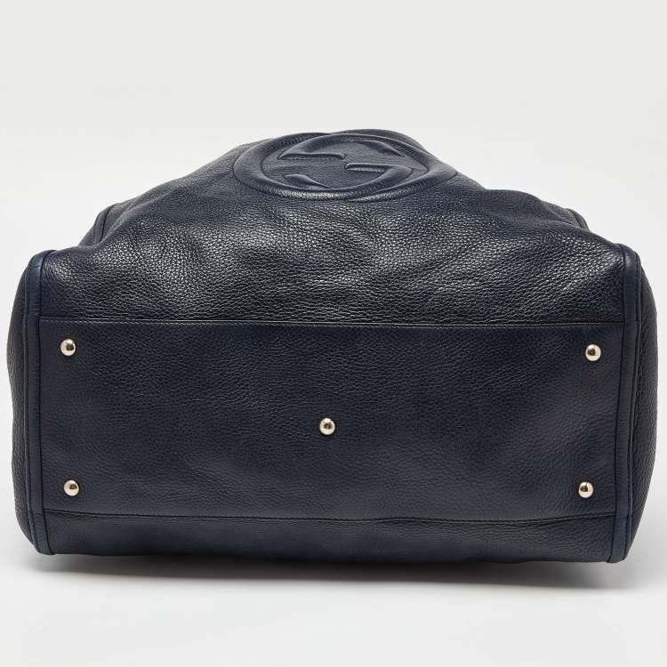 Pre Owned Gucci Blue Leather Large Soho Shopper Tote