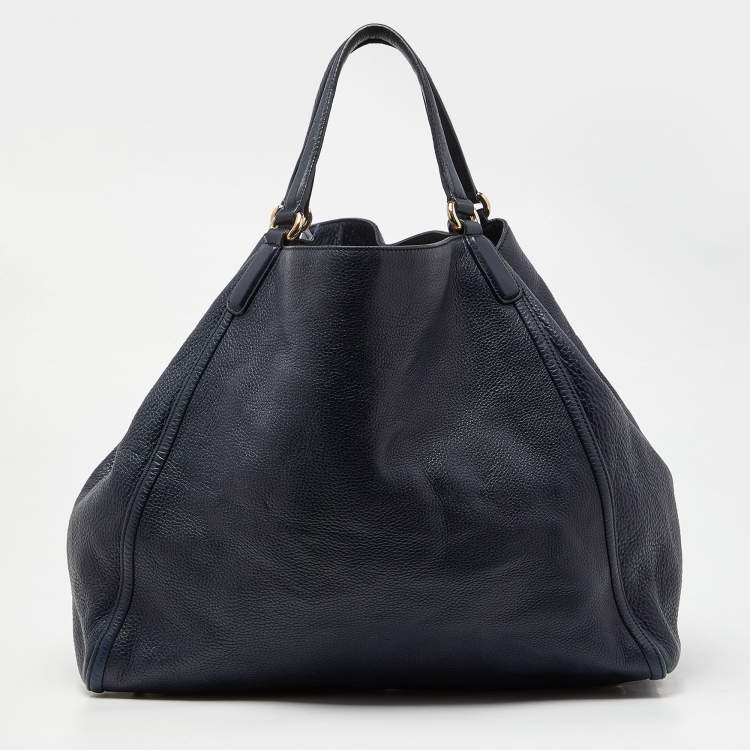 Pre Owned Gucci Blue Leather Large Soho Shopper Tote