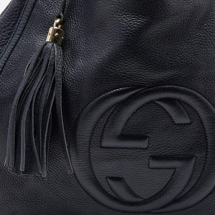 Pre Owned Gucci Blue Leather Large Soho Shopper Tote
