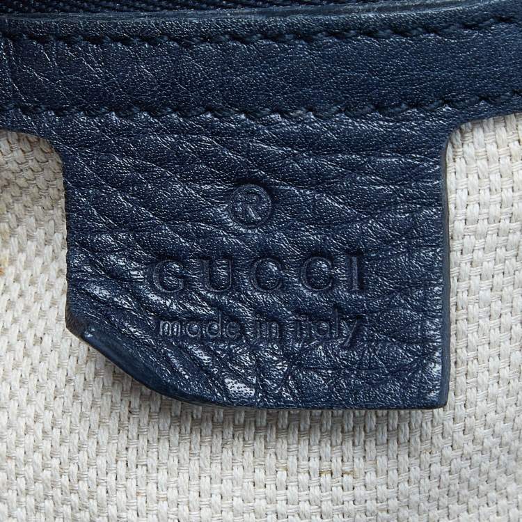 Pre Owned Gucci Blue Leather Large Soho Shopper Tote