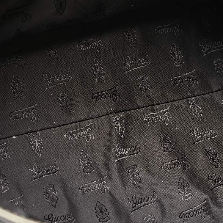 Pre Owned Gucci Black/Gun Metal Coated Fabric and Patent Leather Pop Bamboo Handle Tote
