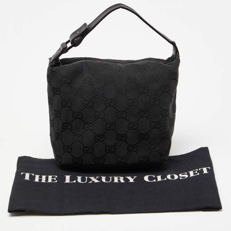 Pre Owned Gucci Black GG Canvas Mini Hobo