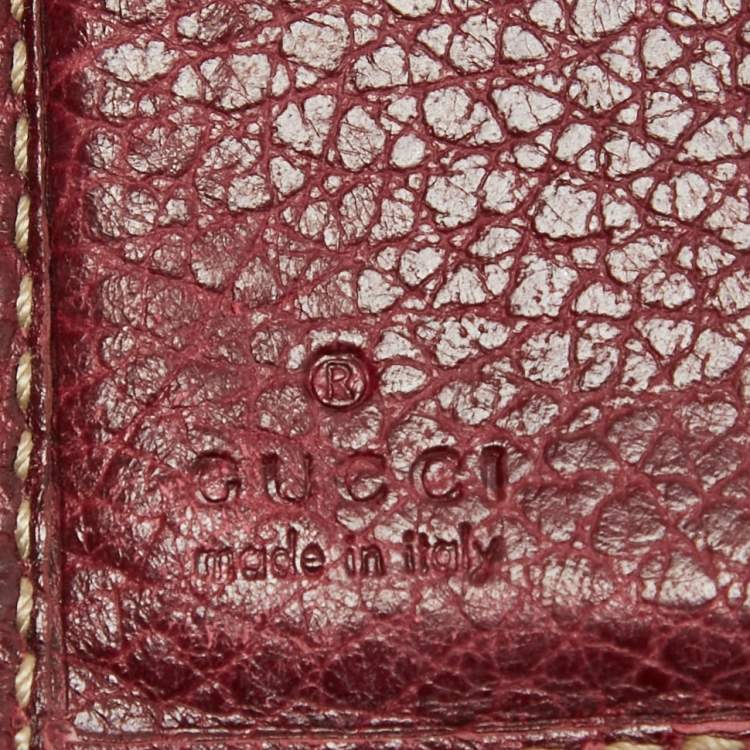 Pre Owned Gucci Beige/Burgundy GG Canvas and Leather Web Flap French Wallet