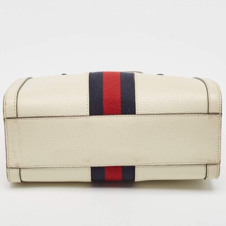 Pre Owned Gucci Off White Leather Small Ophidia Tote