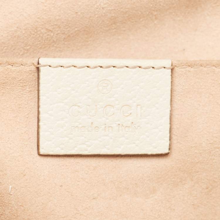 Pre Owned Gucci Off White Leather Small Ophidia Tote