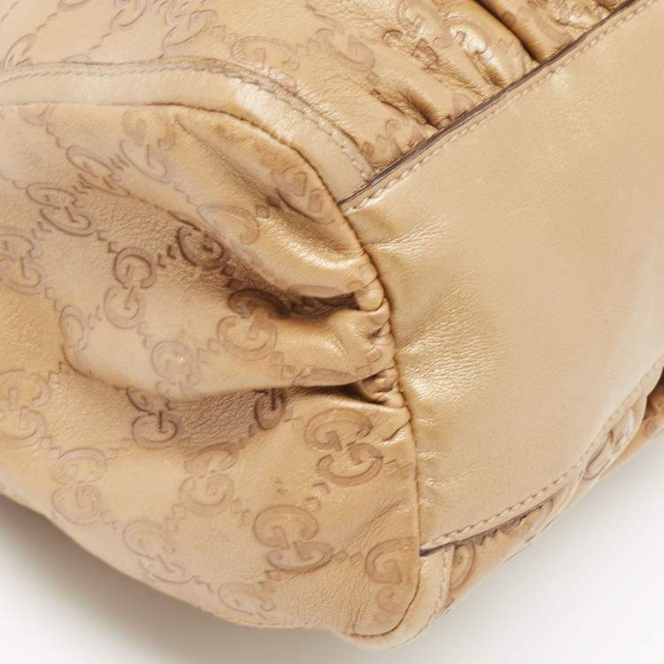 Pre Owned Gucci Gold Guccissima Leather Abbey D-Ring Hobo