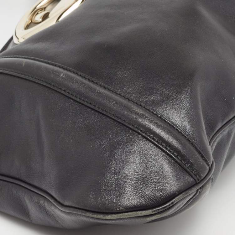 Pre Owned  Gucci Black Leather Britt Hobo