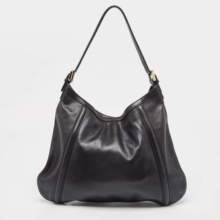 Pre Owned  Gucci Black Leather Britt Hobo