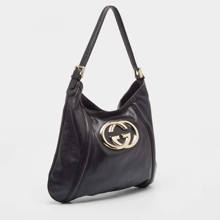 Pre Owned  Gucci Black Leather Britt Hobo