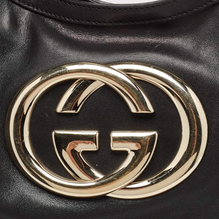Pre Owned  Gucci Black Leather Britt Hobo
