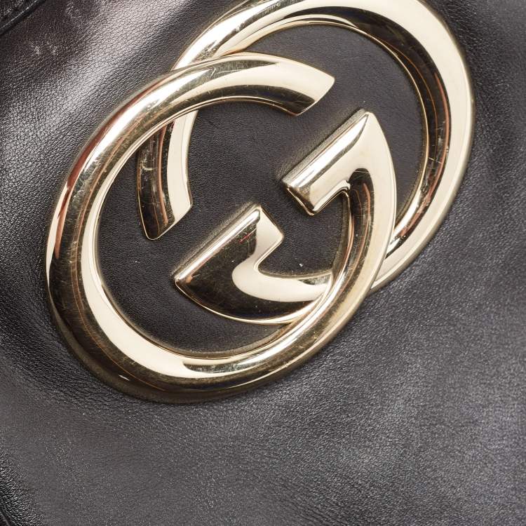 Pre Owned  Gucci Black Leather Britt Hobo