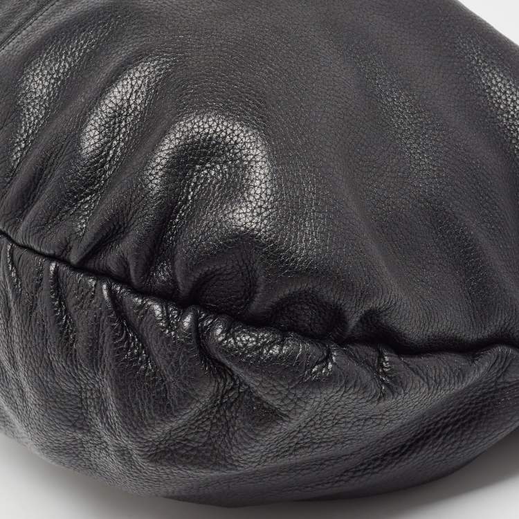 Pre Owned Gucci Black Pebbled Leather Jungle Hobo