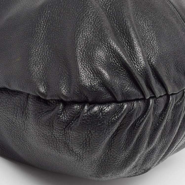 Pre Owned Gucci Black Pebbled Leather Jungle Hobo