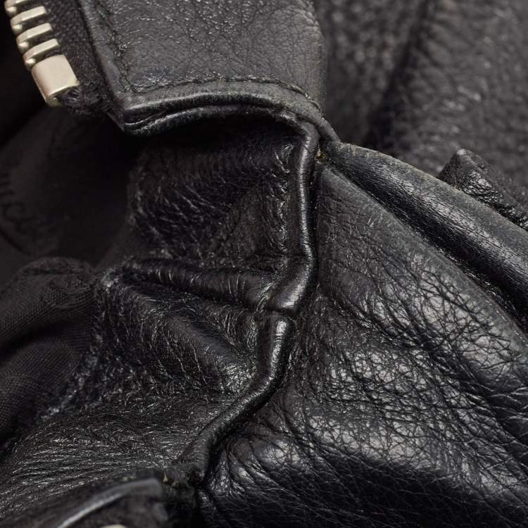 Pre Owned Gucci Black Pebbled Leather Jungle Hobo