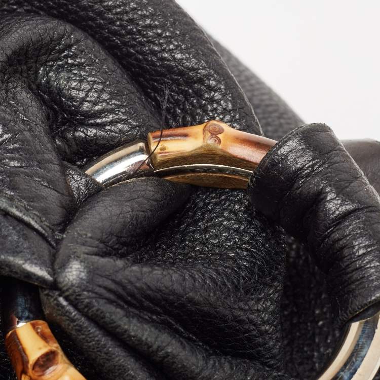 Pre Owned Gucci Black Pebbled Leather Jungle Hobo