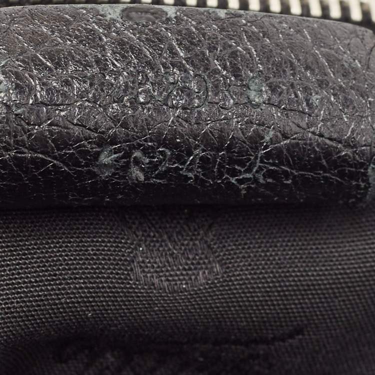 Pre Owned Gucci Black Pebbled Leather Jungle Hobo