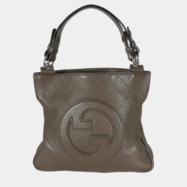 Gucci Brown Calfskin Diagonal Stitched Small Blondie Tote Gucci | The ...