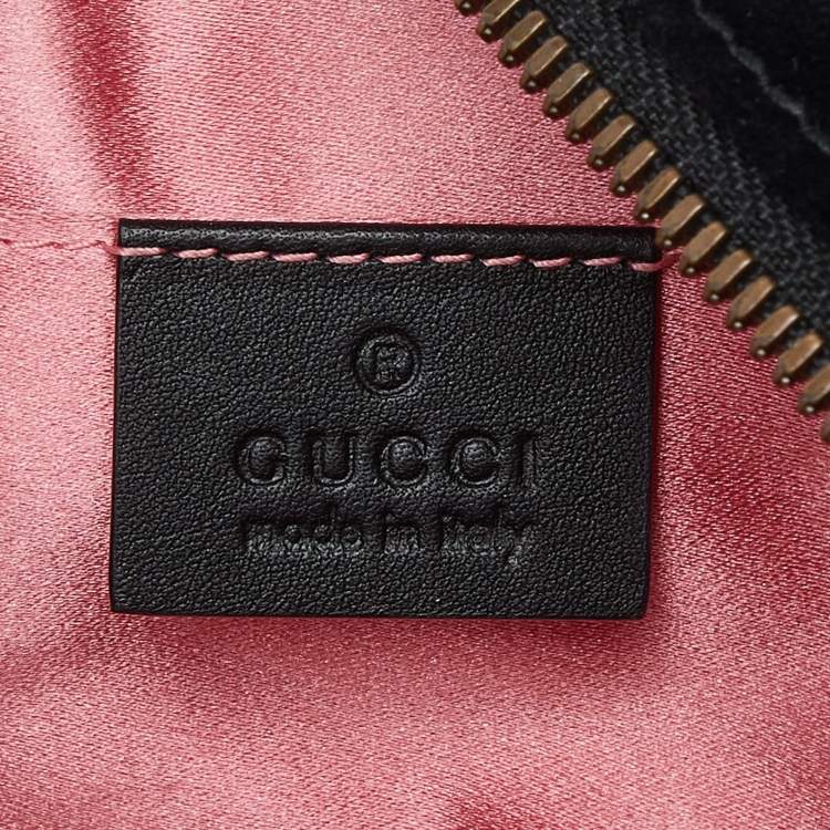 Pre Owned Gucci Black Matelassé Velvet and Leather Mini GG Marmont Belt Bag