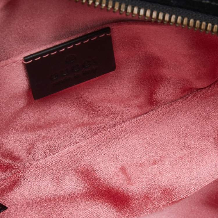 Pre Owned Gucci Black Matelassé Velvet and Leather Mini GG Marmont Belt Bag