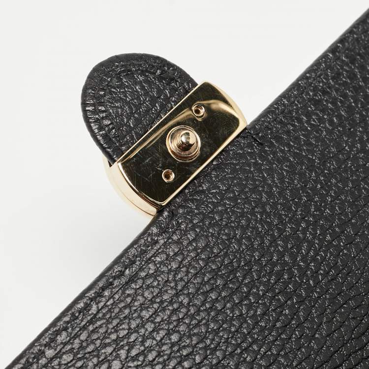 Pre Owned Gucci Black Leather Interlocking G Wallet On Chain