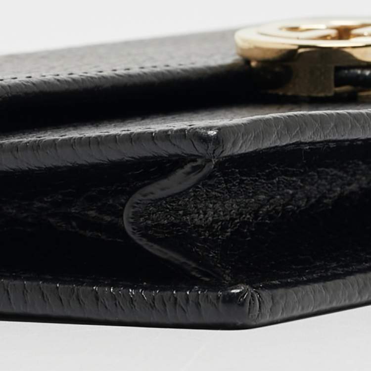 Pre Owned Gucci Black Leather Interlocking G Wallet On Chain