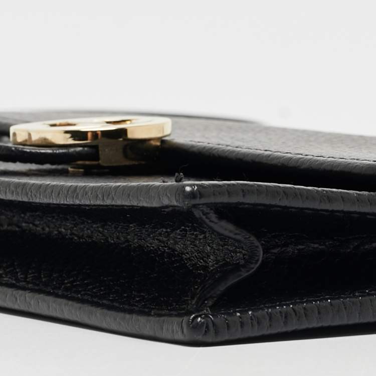 Pre Owned Gucci Black Leather Interlocking G Wallet On Chain
