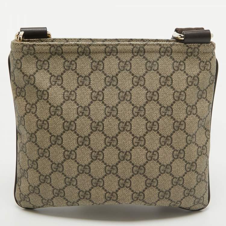 Pre Owned Gucci Beige/Brown GG Supreme Canvas Slim Messenger Bag