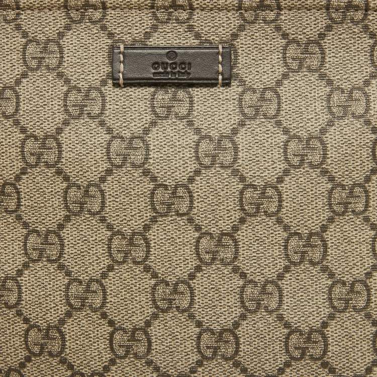 Pre Owned Gucci Beige/Brown GG Supreme Canvas Slim Messenger Bag