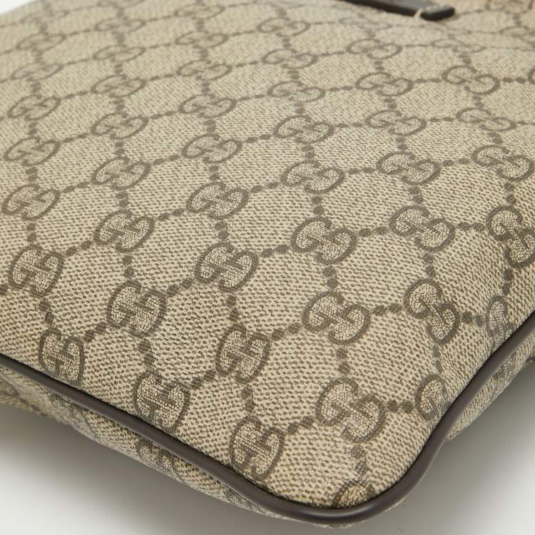 Pre Owned Gucci Beige/Brown GG Supreme Canvas Slim Messenger Bag