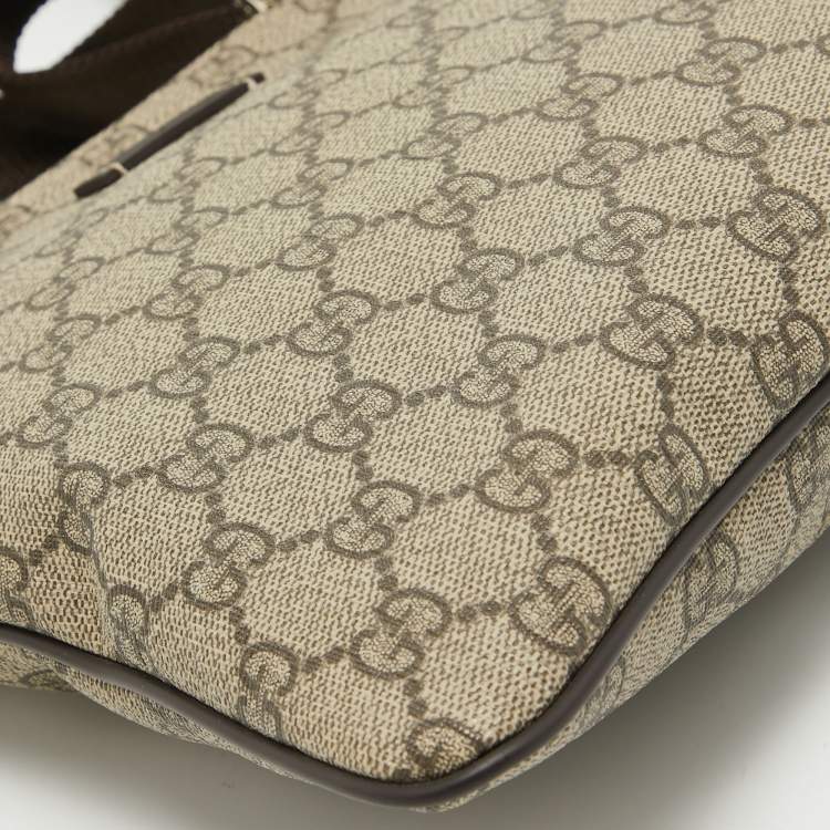 Pre Owned Gucci Beige/Brown GG Supreme Canvas Slim Messenger Bag