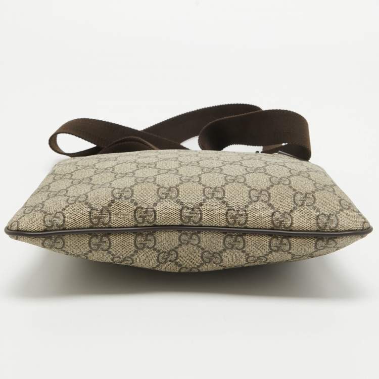 Pre Owned Gucci Beige/Brown GG Supreme Canvas Slim Messenger Bag